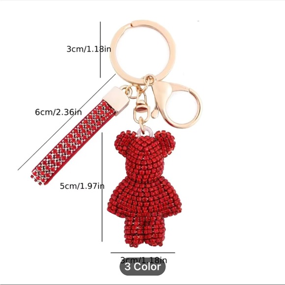 NWT CUTE BEAR FULL OF ARTIFICIAL DIAMONDS CAR KEYCHAIN PENDANT AND BAG ORNAMENT. - Picture 9 of 10